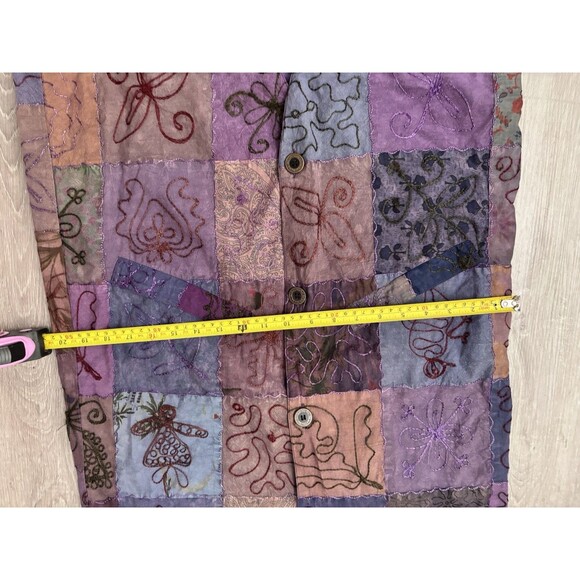 Vtg Patchwork Embroidered Whimsigoth Long Vest Or Jumper Dress Phoebe Pockets M - Picture 11 of 12